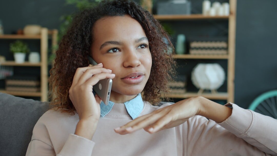 person practicing interview skills at home