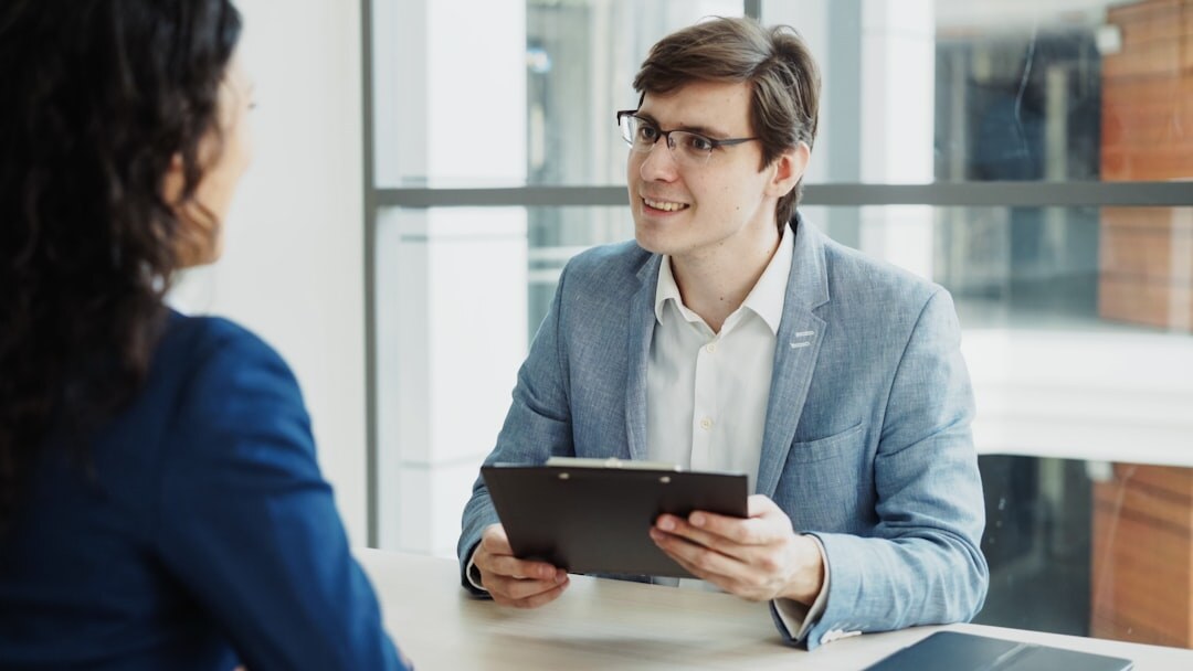 woman practicing interview questions